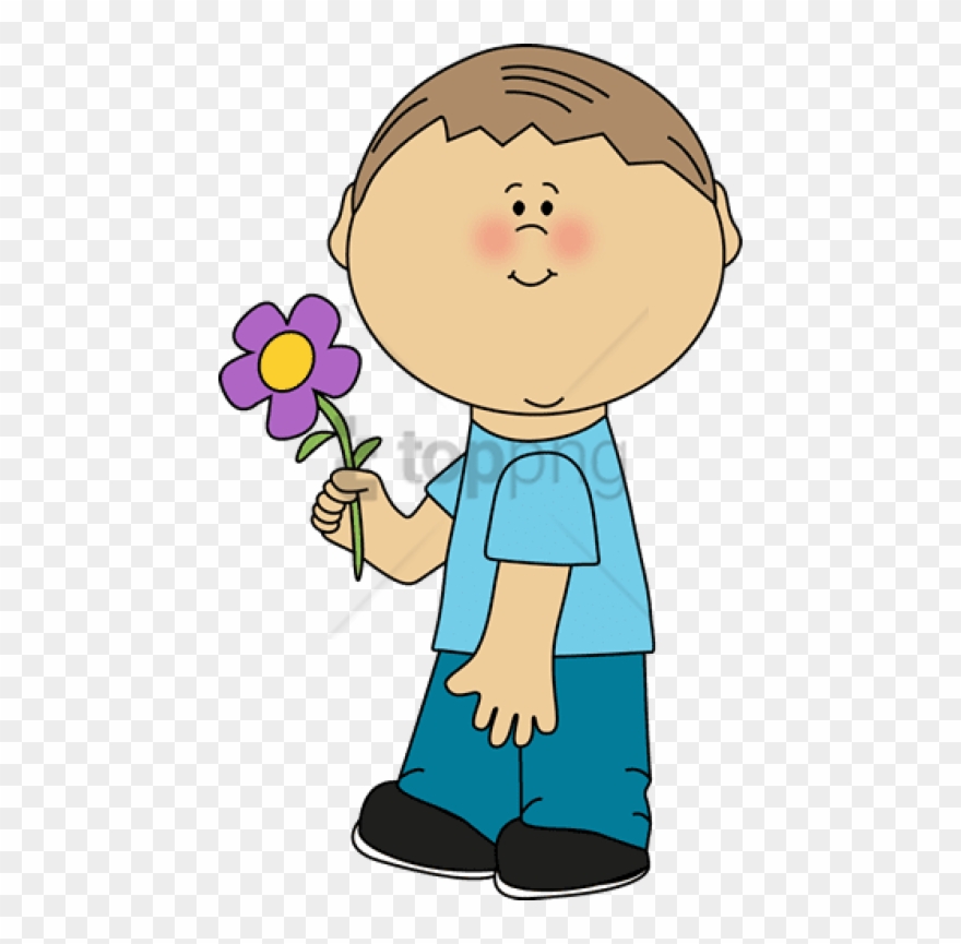 Free Png Boyflower - Boy With Flower Clipart Transparent Png