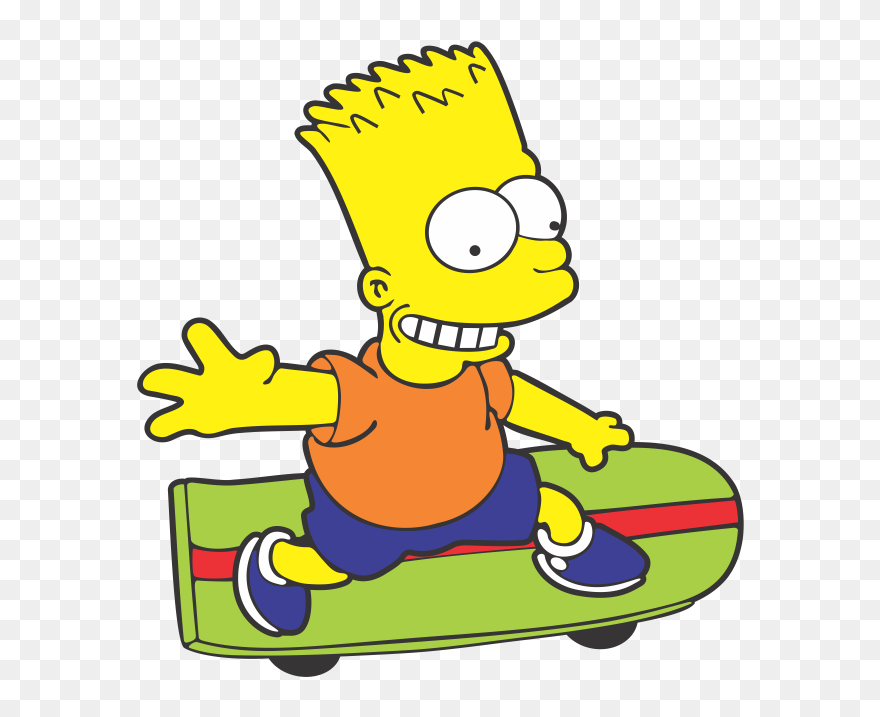 Bart Simpson Skate Pura Arte Adesivos - Bart Simpson Skateboarding Clipart