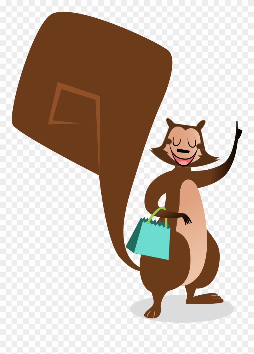 Cartoon Pearl The Squirrel Smiling With A Shopping - Cartoon Clipart