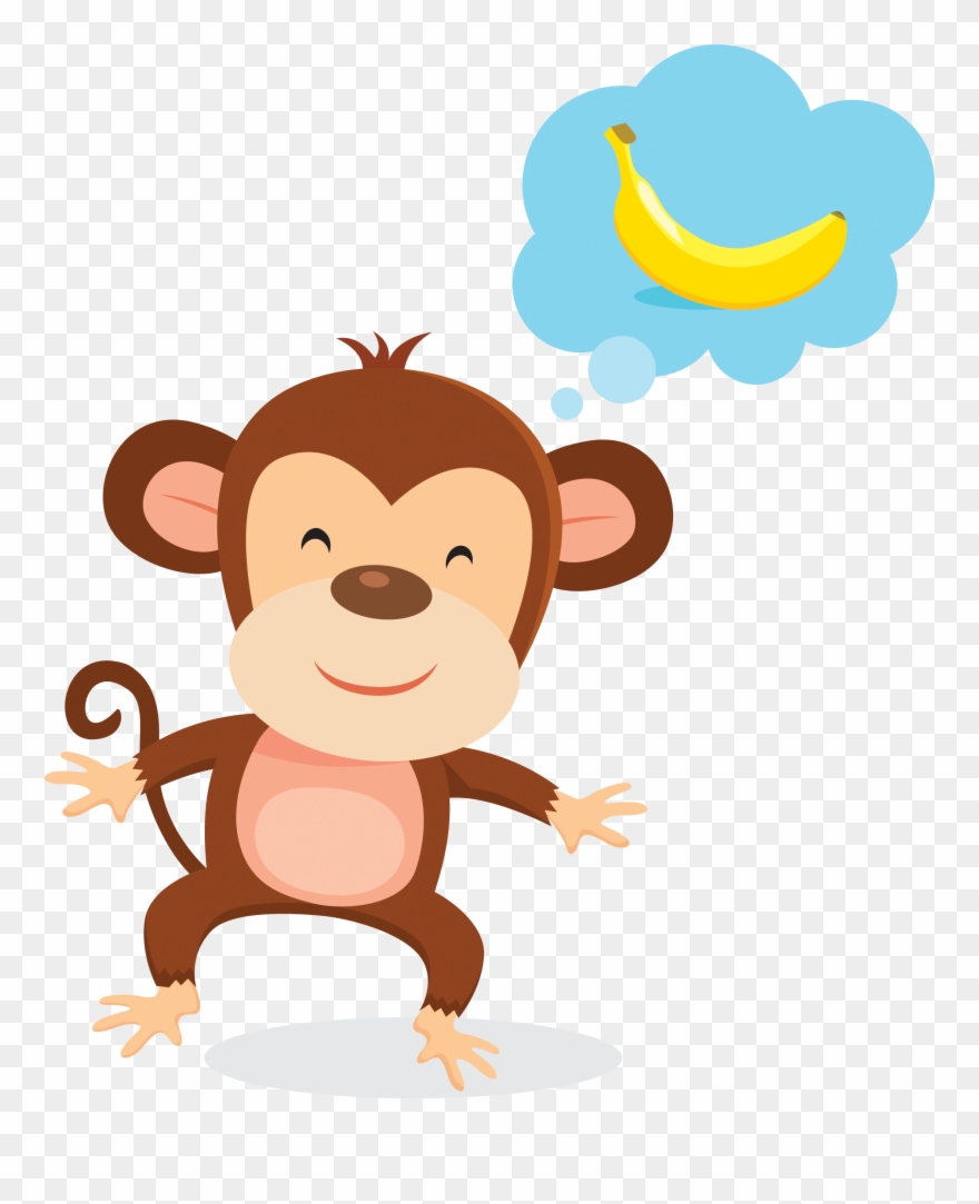 Monkey Thinking - Monkey Eating Banana Clipart - Png Download