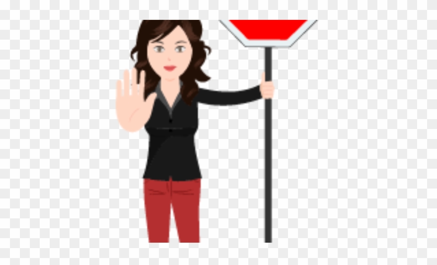 Toon Businesswoman Two - Stop Sign Clipart