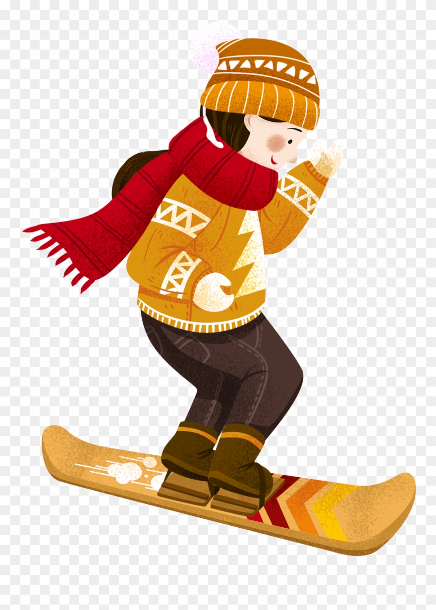 Hand Drawn Cartoon Winter Girl Png And Psd - Nordic Skiing Clipart