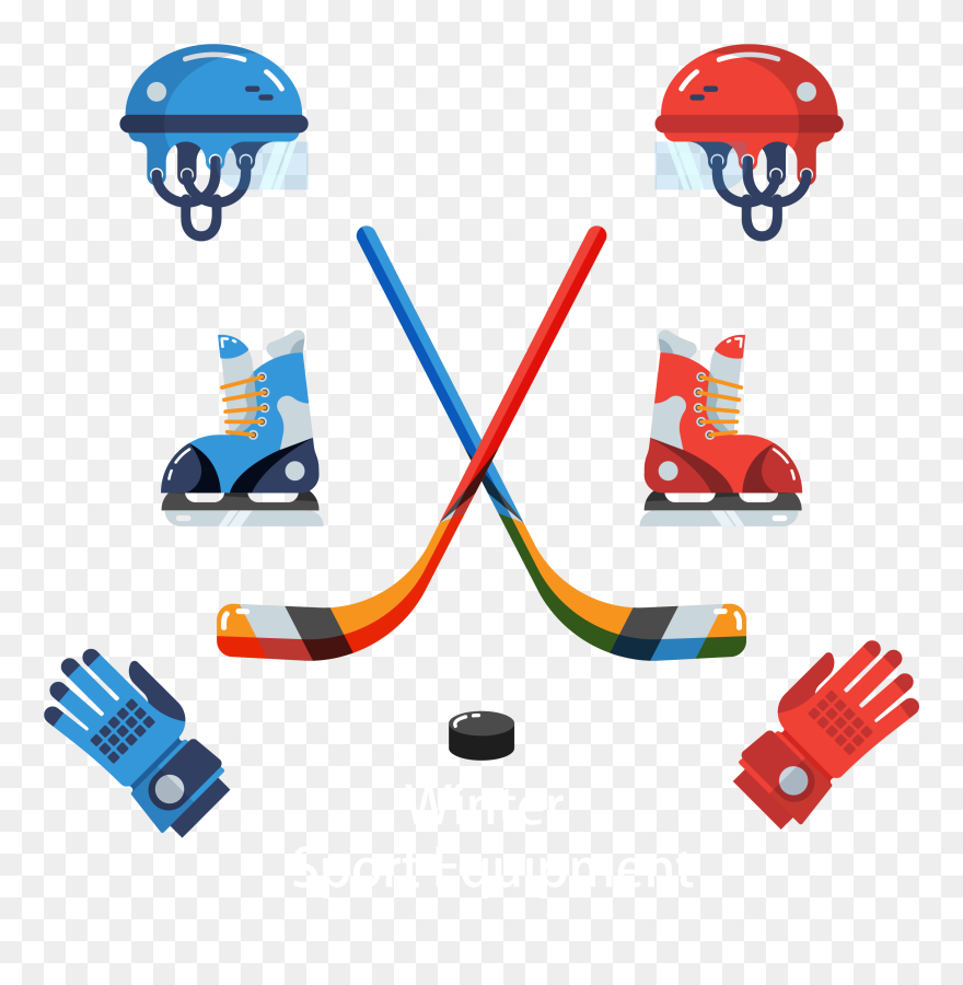 Hockey Clipart Hockey Net - Cartoon Winter Sports - Png Download