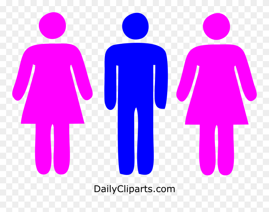 2 Women 1 Man Clipart Icon Picture - Men And Women Silhouette - Png Download