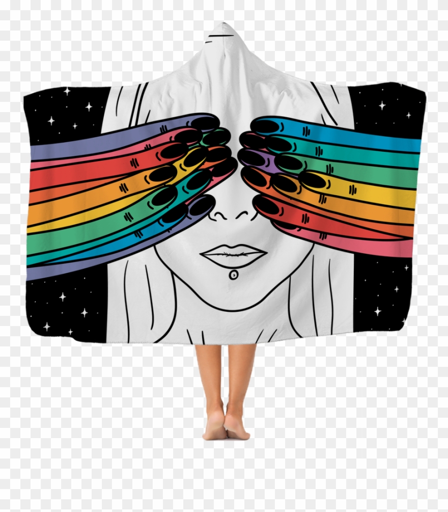 Hand Drawn Closed Eyes Premium Adult Hooded Blanket - Drawing Clipart