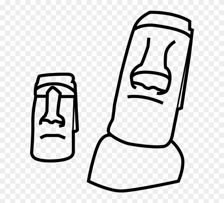 Easter Island Moai - Line Art Clipart