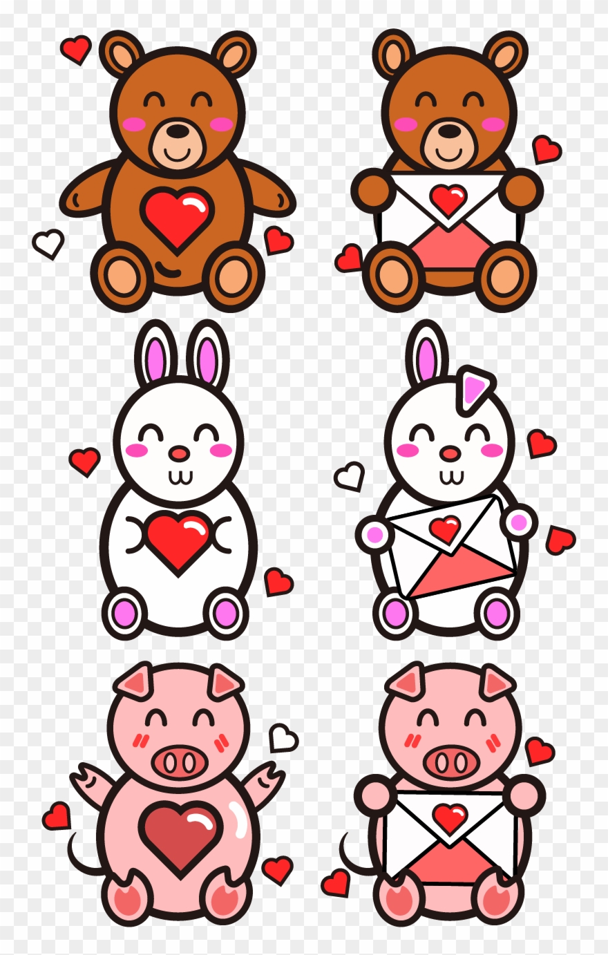 Valentine Day Gift Bear Bunny Png And Vector Image - Cartoon Clipart