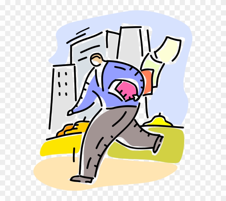 Vector Illustration Of Businessman Running Late Loses Clipart