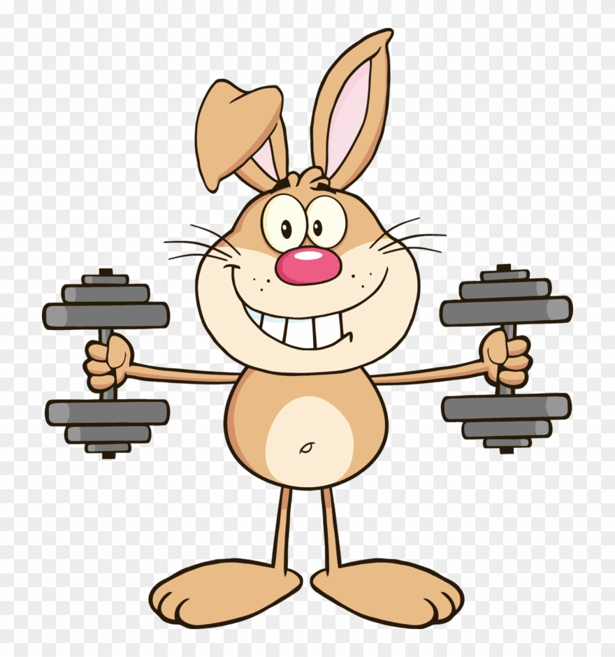 7452 R Smiling Brown Rabbit Cartoon Character Training - Cartoon Characters Holding Boards Clipart