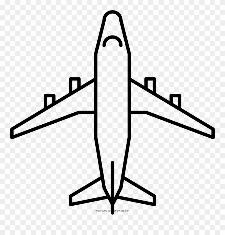 Flugzeug Ausmalbilder - Airplane Top View Sketch Clipart