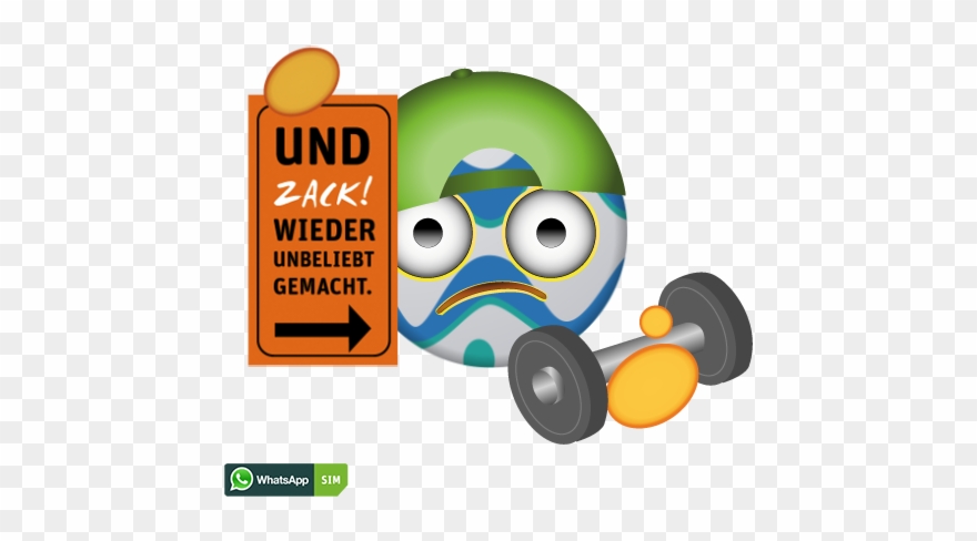 Grünes Emoticon Mit Hantel Und Baseball-kappe - Emoji Clipart