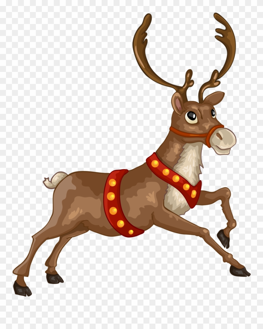 Christmas Clipart, Christmas Crafts, Christmas Animals, - Santa Claus With Deer And Tree - Png Download