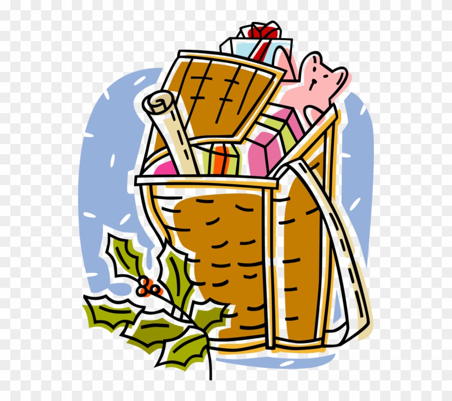 Vector Illustration Of Holiday Festive Season Christmas - Christmas Hamper Clipart - Png Download