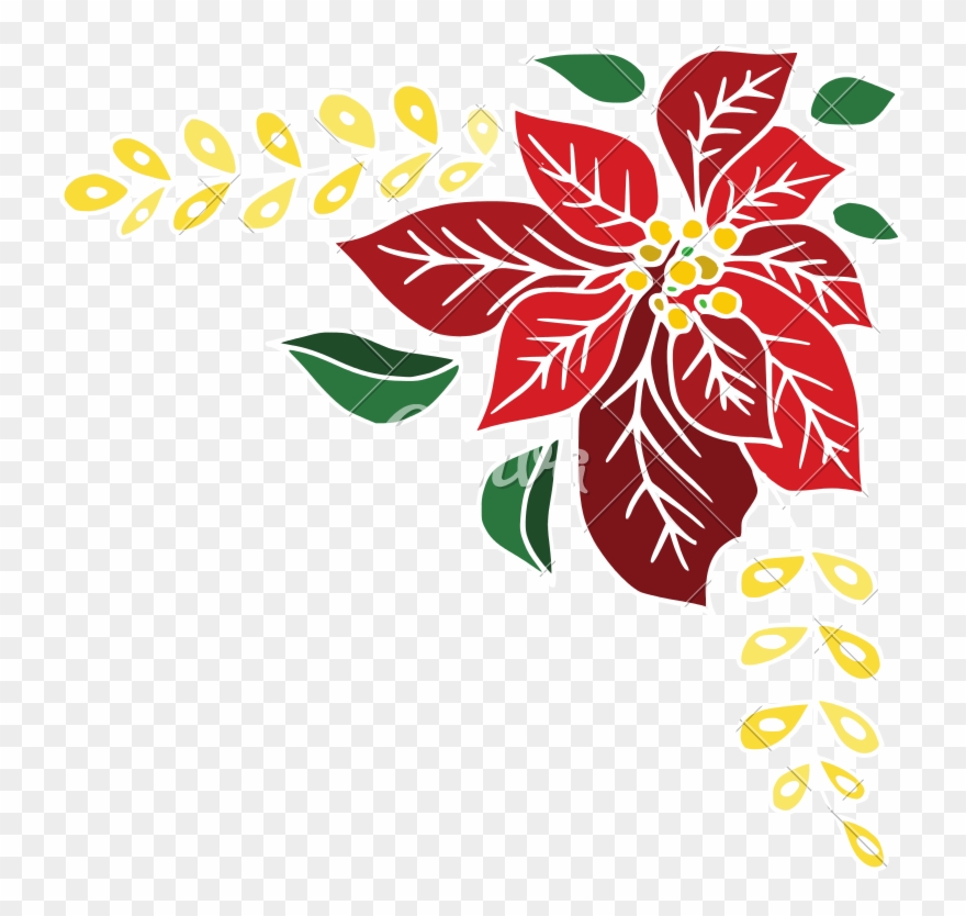 Christmas Poinsettia Icon Art - Passion Flower Clipart