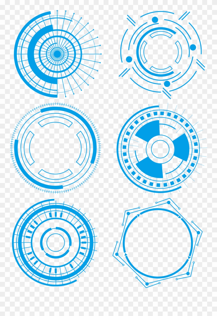 Technology Border Blue Simple Lines Png And Psd - Circle Clipart