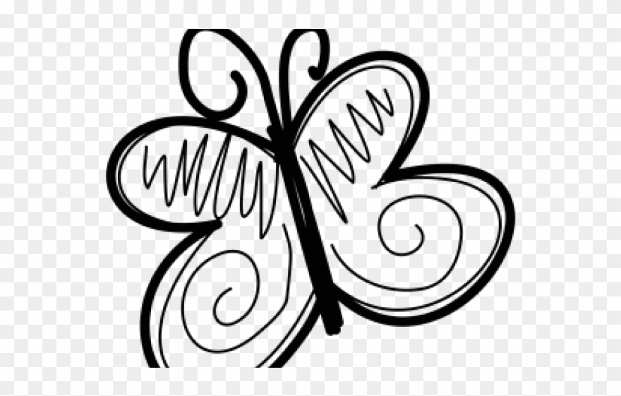 Butterfly Clipart Doodle - Line Art - Png Download