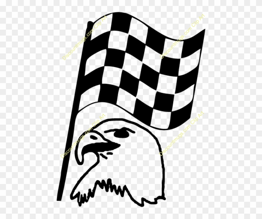 Clipart 34764 Flag 4 Eagle With American Mugs T Shirts - Finish Line Flag Png Transparent Png