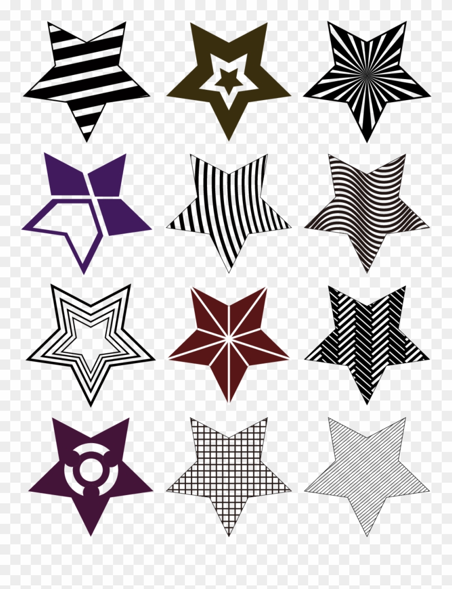 Star Black White Lines Composition Png And Vector Image - Vector Graphics Clipart
