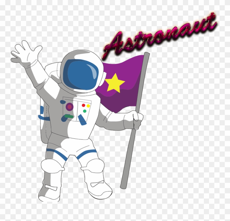 Astronaut Transparent - Astronaut With Flag Drawing Clipart