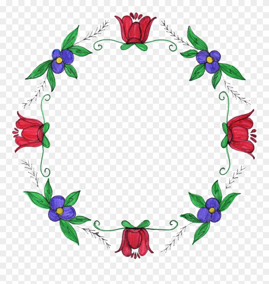 8 Circle Flower Drawing Frame Clipart