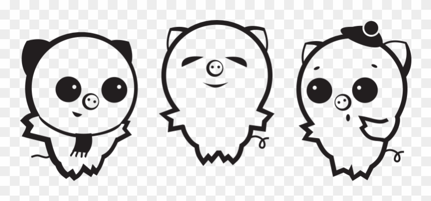 The Three Little Pigs Wall Decal - Cartoon Clipart