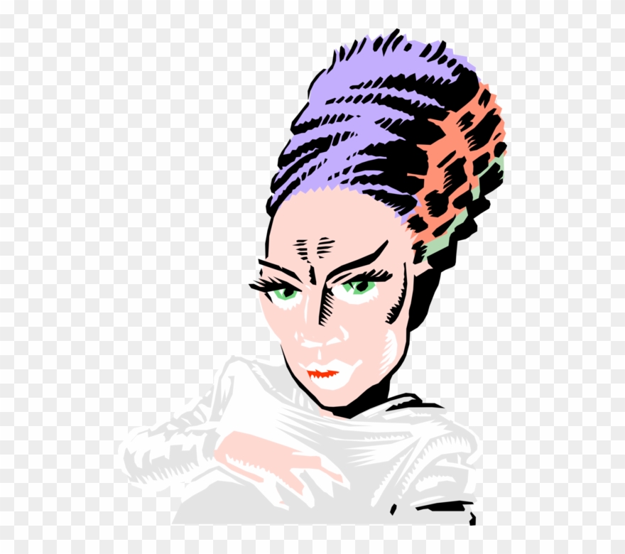 Vector Illustration Of Bride Of Frankenstein Plotting - The Monster Clipart