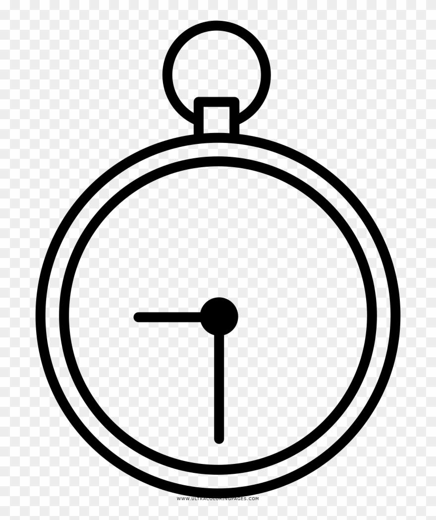 Stopwatch Coloring Page - Pocket Watch Coloring Sheet Clipart