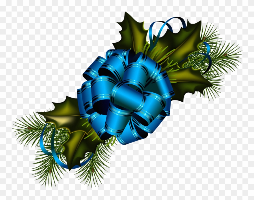 Фотки All Things Christmas, Wreaths, Clip Art, Bows, - Clip Art Christmas Garland Blue - Png Download