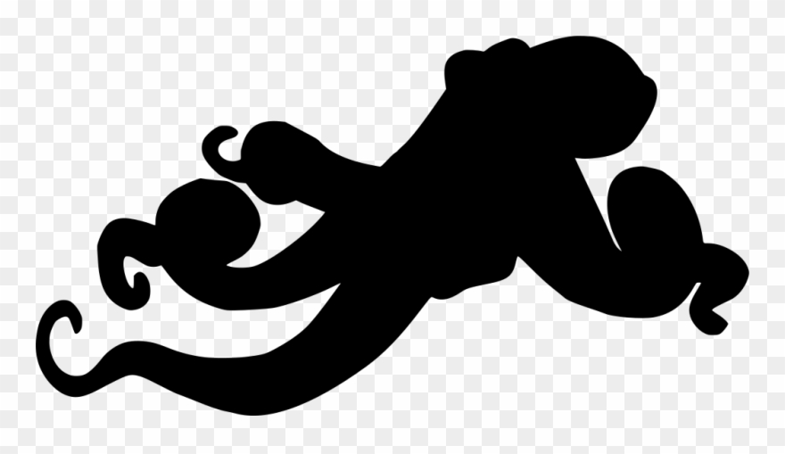 Octopus Black Kraken Sea Life Animal Silhouette - Octopus Silhouette Clipart