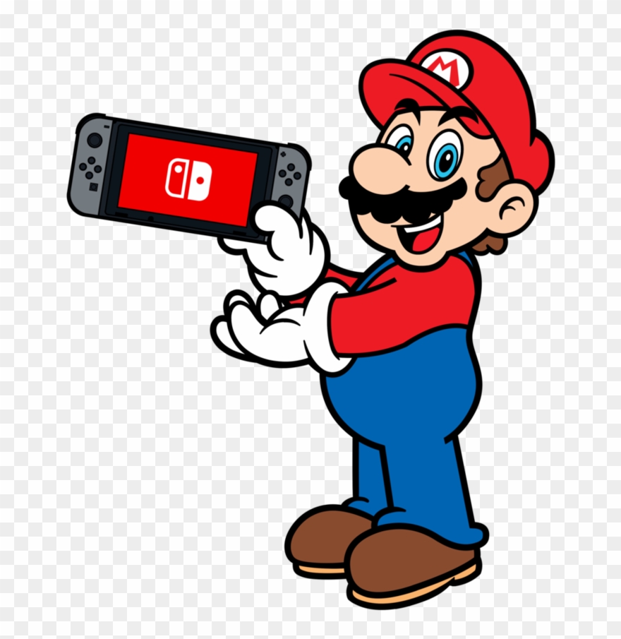 Fan-art Of Mario Characters Using The Nintendo Switch - Mario With Nintendo Switch Clipart
