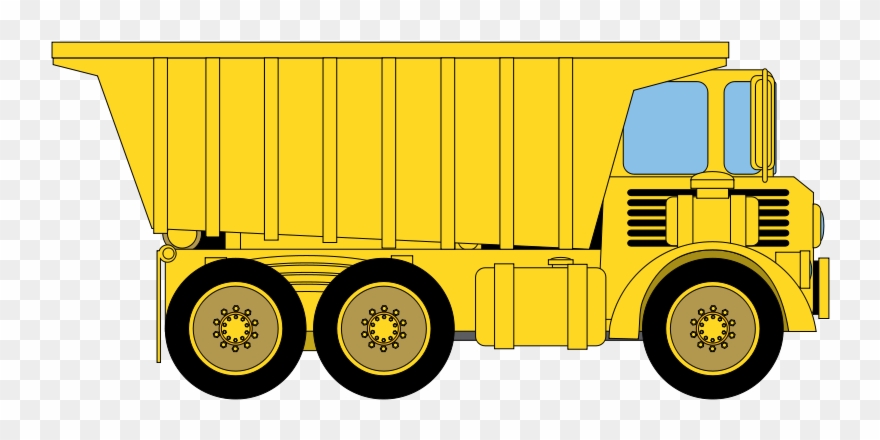 Truck Black And White Fire Truck Clipart Black And - Yellow Dump Truck Cartoon - Png Download