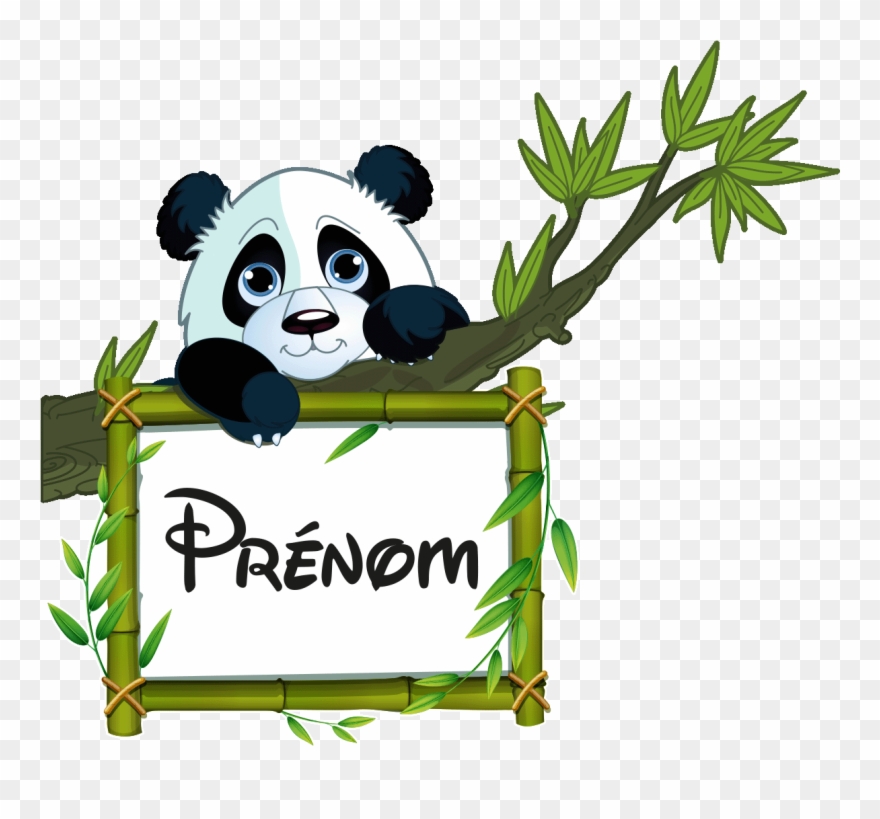 Sticker Prenom Personnalise Panda Sur Sa Branche Ambiance - Stickers Panda Clipart