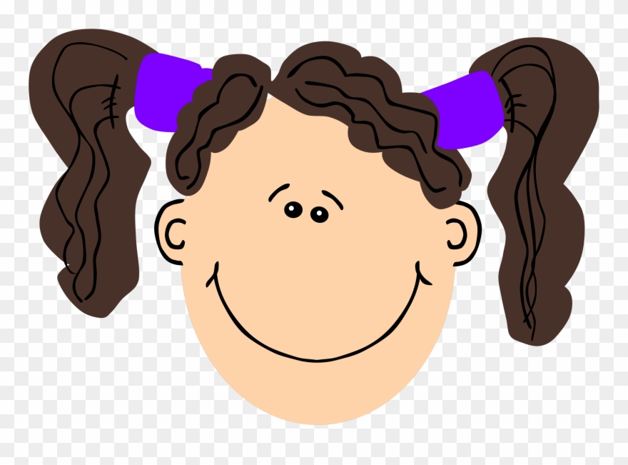 Clipart - Brown Hair Girl Clip Art Face - Png Download