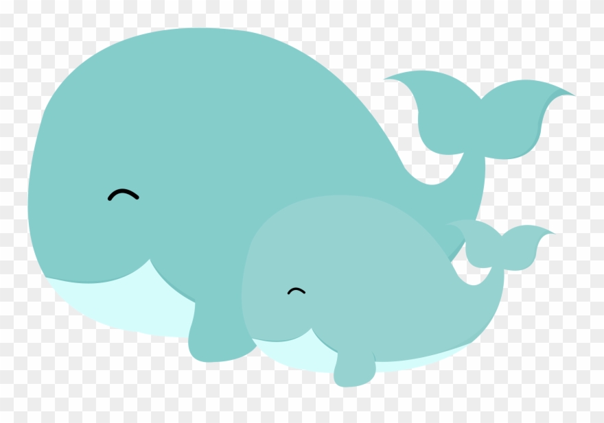 Marine Life Clipart Baby Shower Whale - Mom And Baby Whale Clipart - Png Download