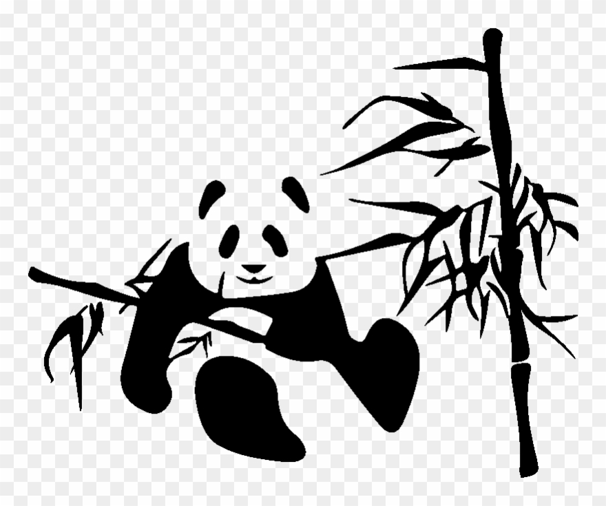 Sticker Panda Sur Un Bambou Ambiance Sticker Kc10754 - Panda In Bamboo Vinyl Wall Decal (black) Clipart