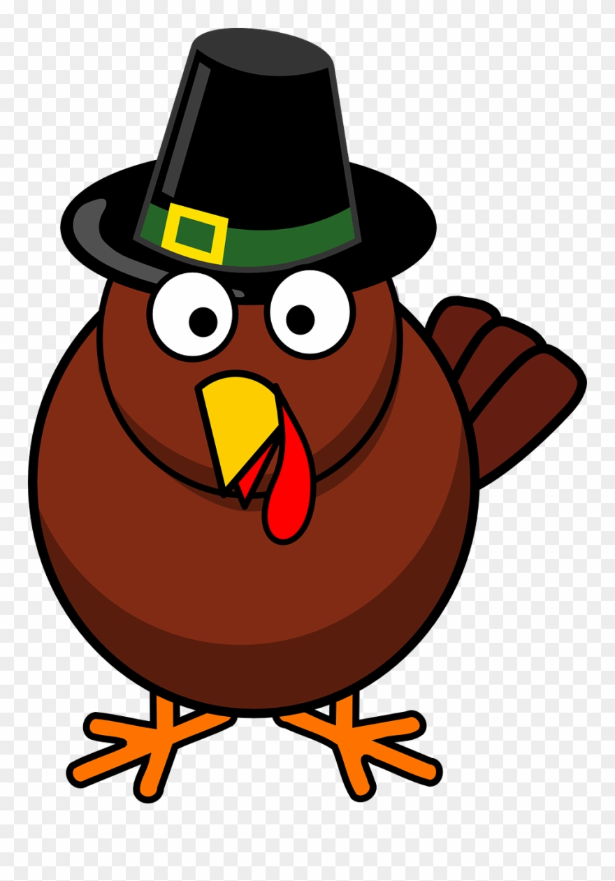 Race Clipart Turkey - Cartoon Turkey With Pilgrim Hat - Png Download