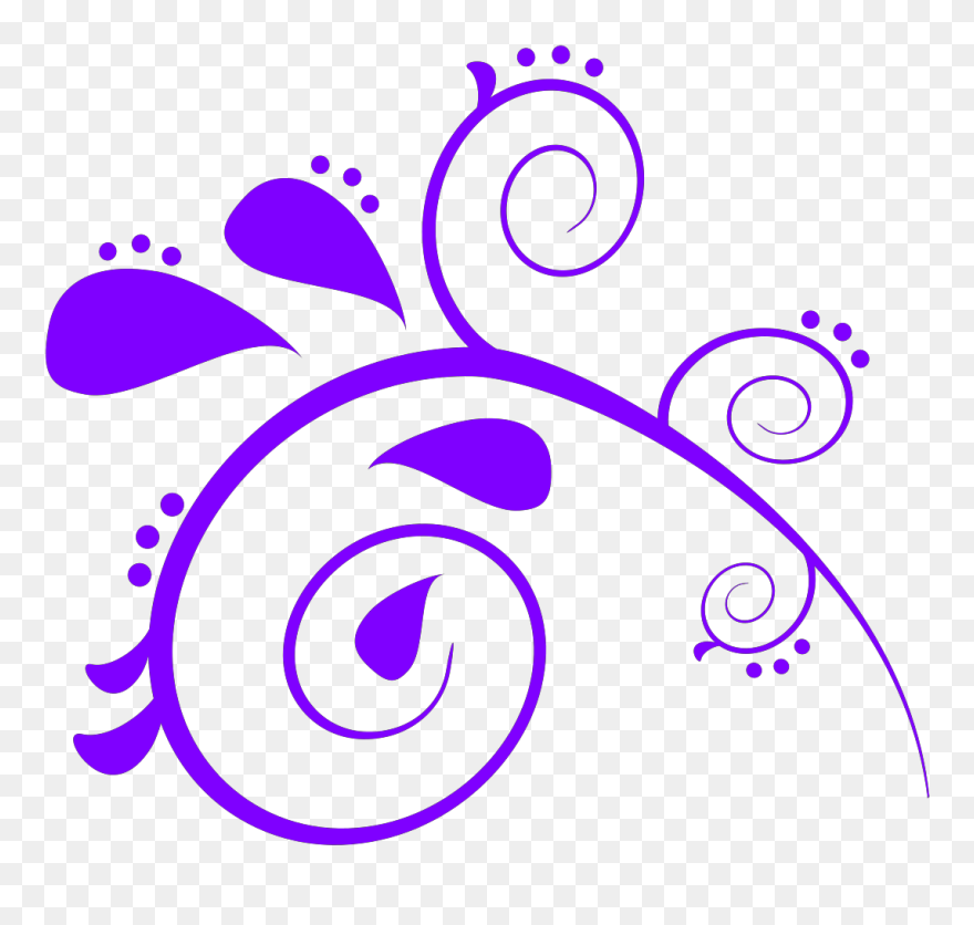 Purple Swirl Paisley Clip Art - Black And White Butterfly Floral Art Design - Shower - Png Download