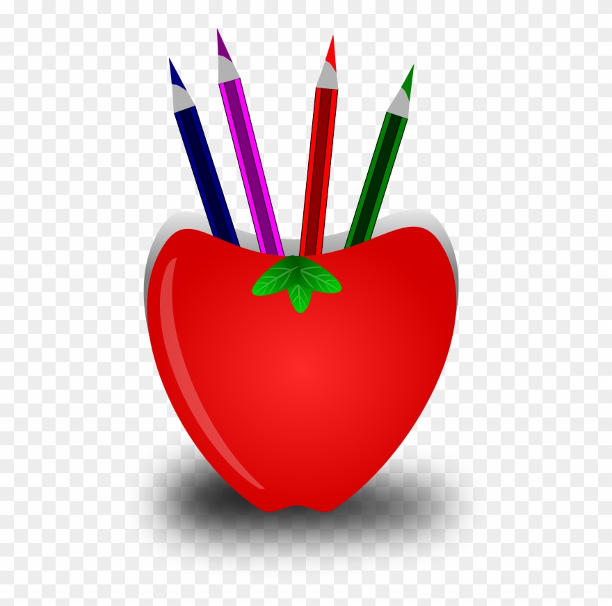 Teacher Apple And Pencil - Pencil Stand Clip Art - Png Download