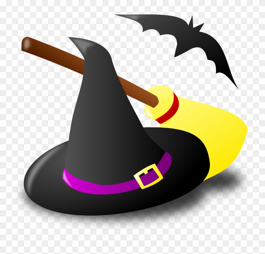 Halloween Witch Clip Art Image - Witch Hat And Broom Clip Art - Png Download