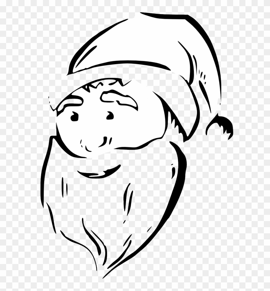 Zeimusu Santa Face Black White Line Art Tattoo Tatoo - Santa Face Png Clipart