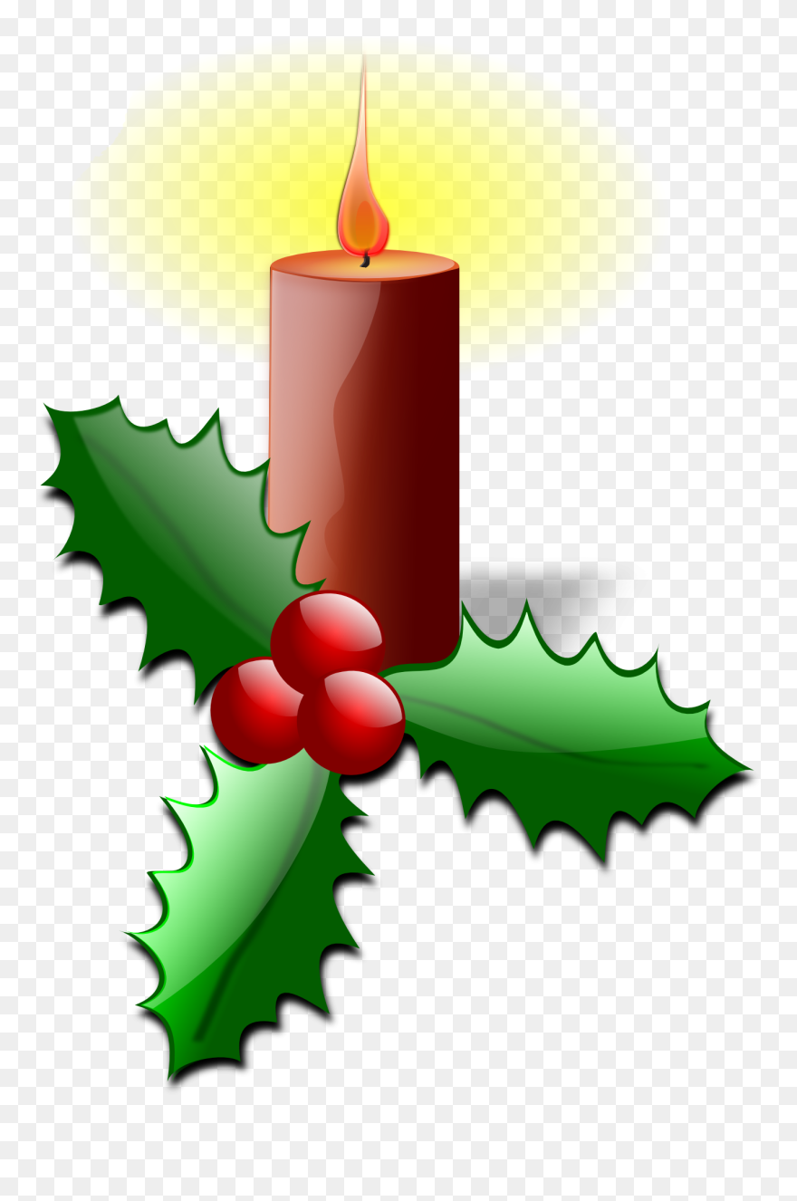 Christmas Clip Art 0010 Png Images - Christmas Candle And Holly Transparent Png