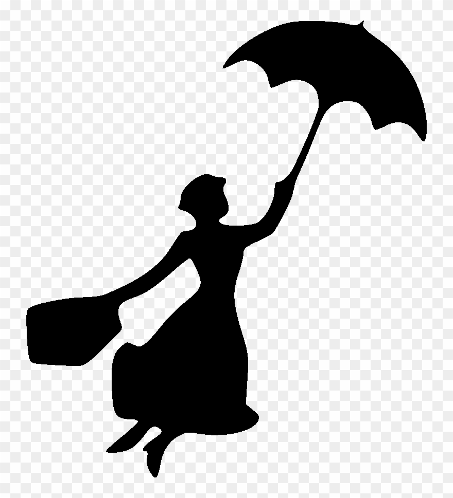 Mary Poppins Sticker And Laptop Sticker - Mary Poppins Silhouette Free Clipart