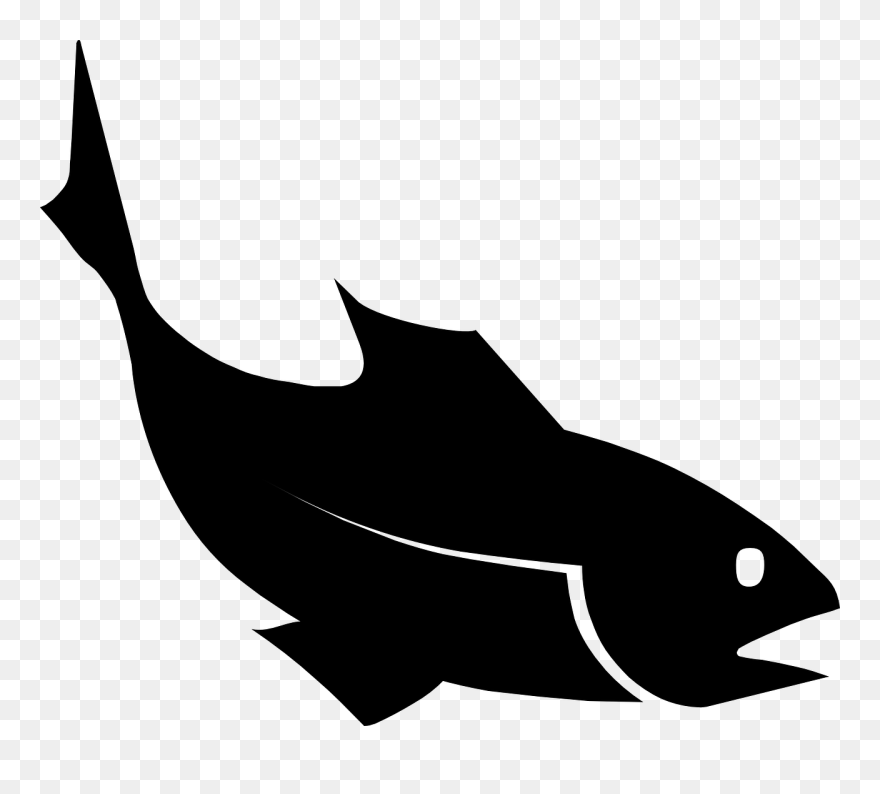 Bass Fish Clip Art Black And White Fishblack - Fish Silhouette - Png Download