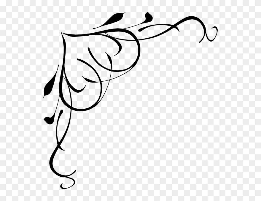 Black Heart Love Image Graphic With Swirls - Black And White Heart Border Designs Clipart