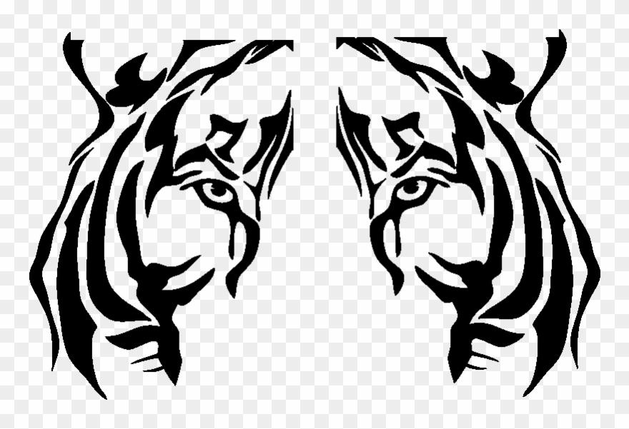 Sticker Tigre Tete Ambiance Sticker Kc7521 - Tiger Face Line Drawing Clipart