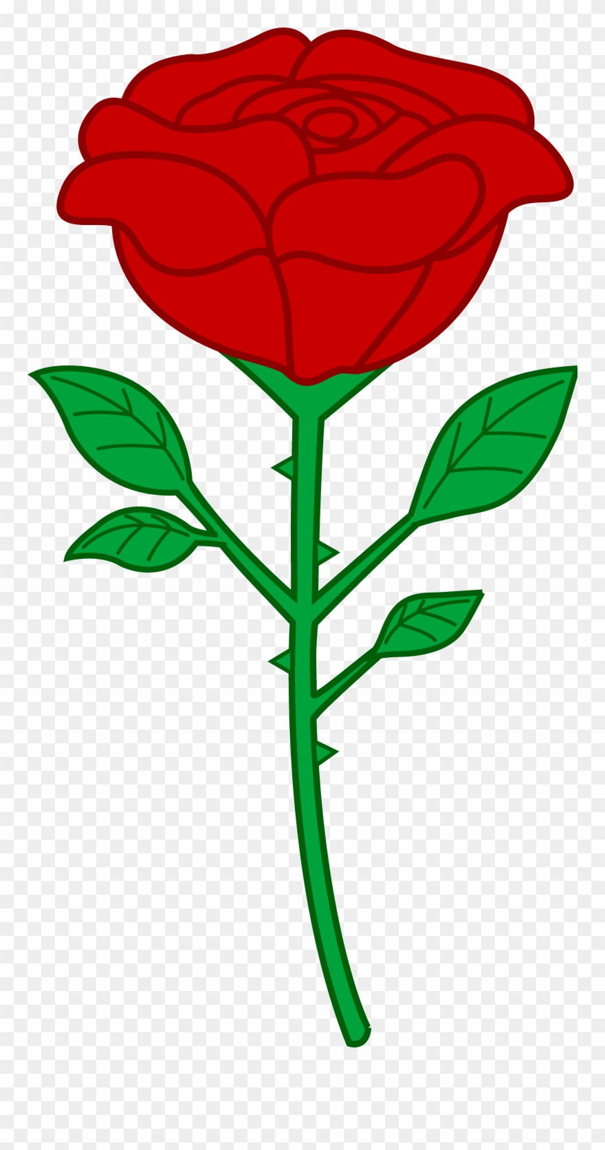 Clip Art Roses With Thorns And Dead Vines - Cartoon Rose Transparent Background - Png Download