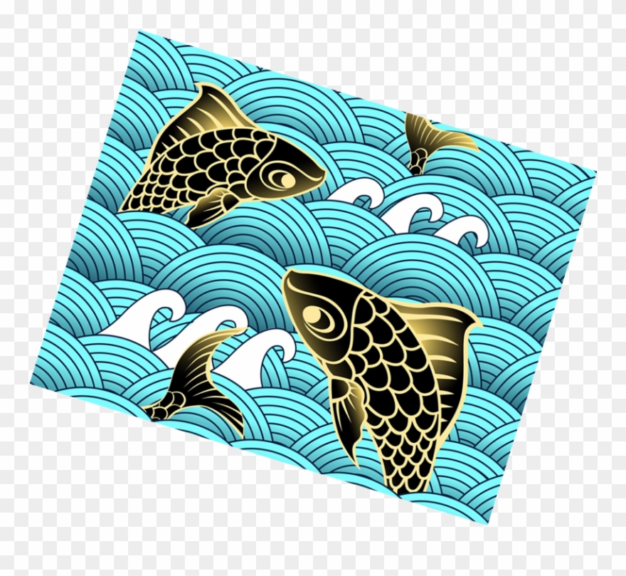 University Of Alabama Clipart - Decoration Sensation Asian Fish In Waves Decorative - Png Download
