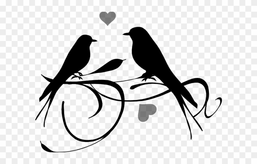 Love Wood Clipart Black And White - Love Bird Clipart Black And White - Png Download
