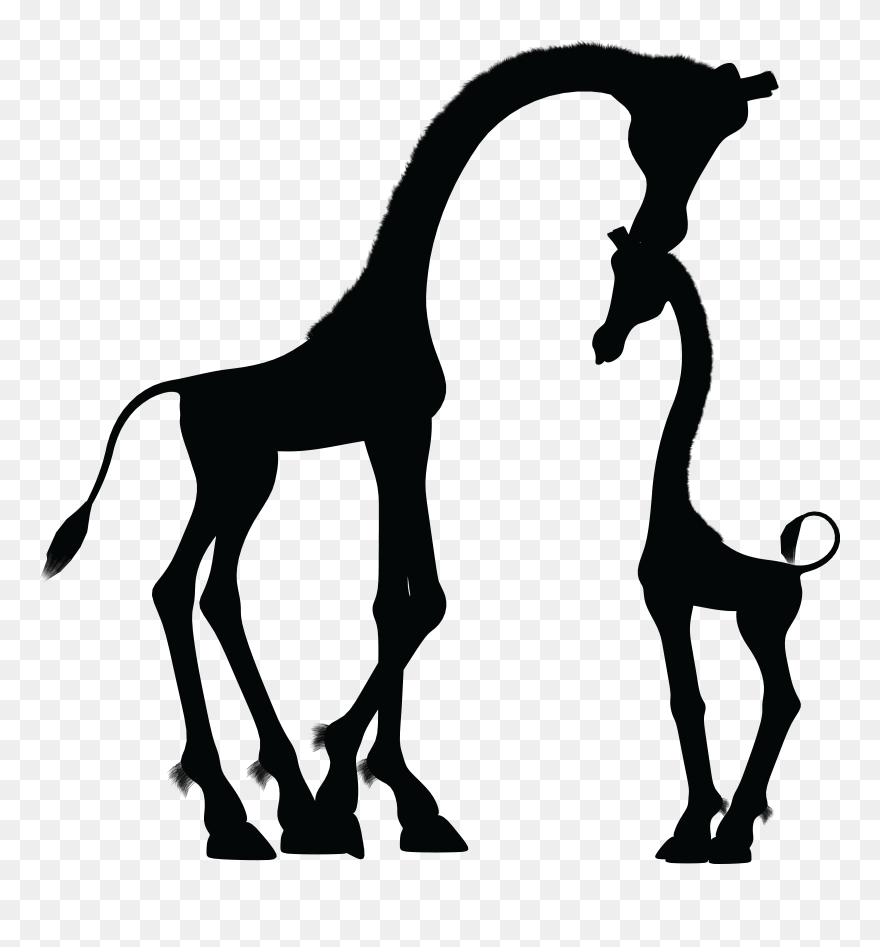 Mother And Child Giraffe Silhouette Icons Png - Mom And Baby Giraffe Clipart Transparent Png