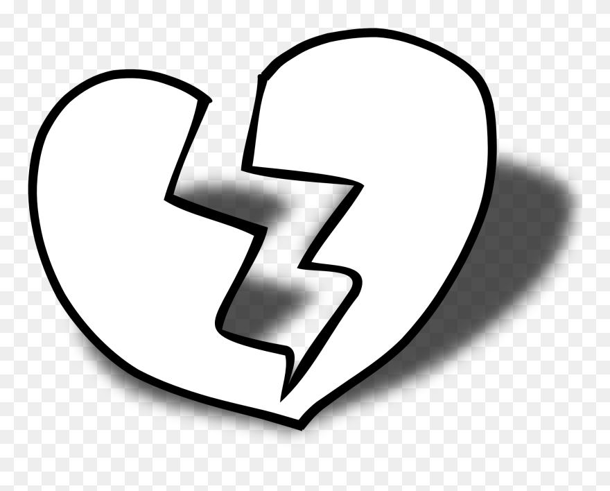 Broken Heart Clipart - Broken Heart Black And White - Png Download